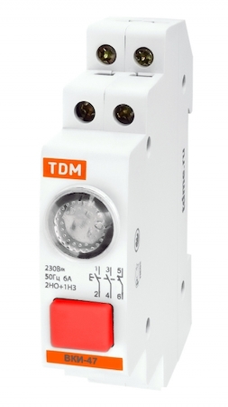 TDM ELECTRIC SQ0214-0002 Выключатель кнопочный с индикацией ВКИ-47 красный (LED) 2НО;1НЗ AC/DC TDM